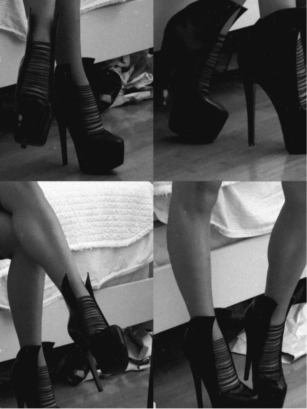London Trash "Crime" Embossed Black Leather Goth Platform Heels Sz 8.5M